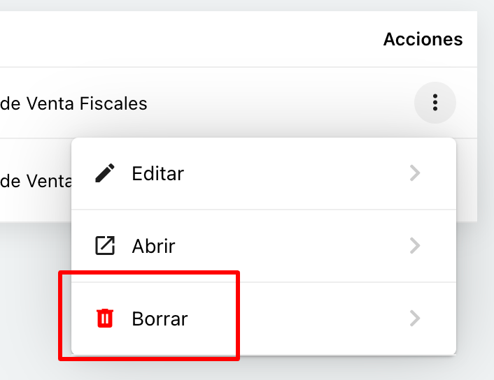 Confirmación de borrado de informe