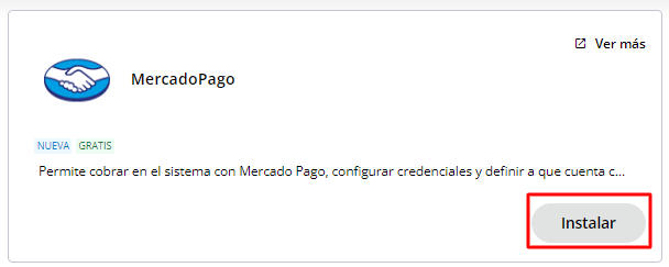 Tarjeta de Mercado Pago con opción de Instalar