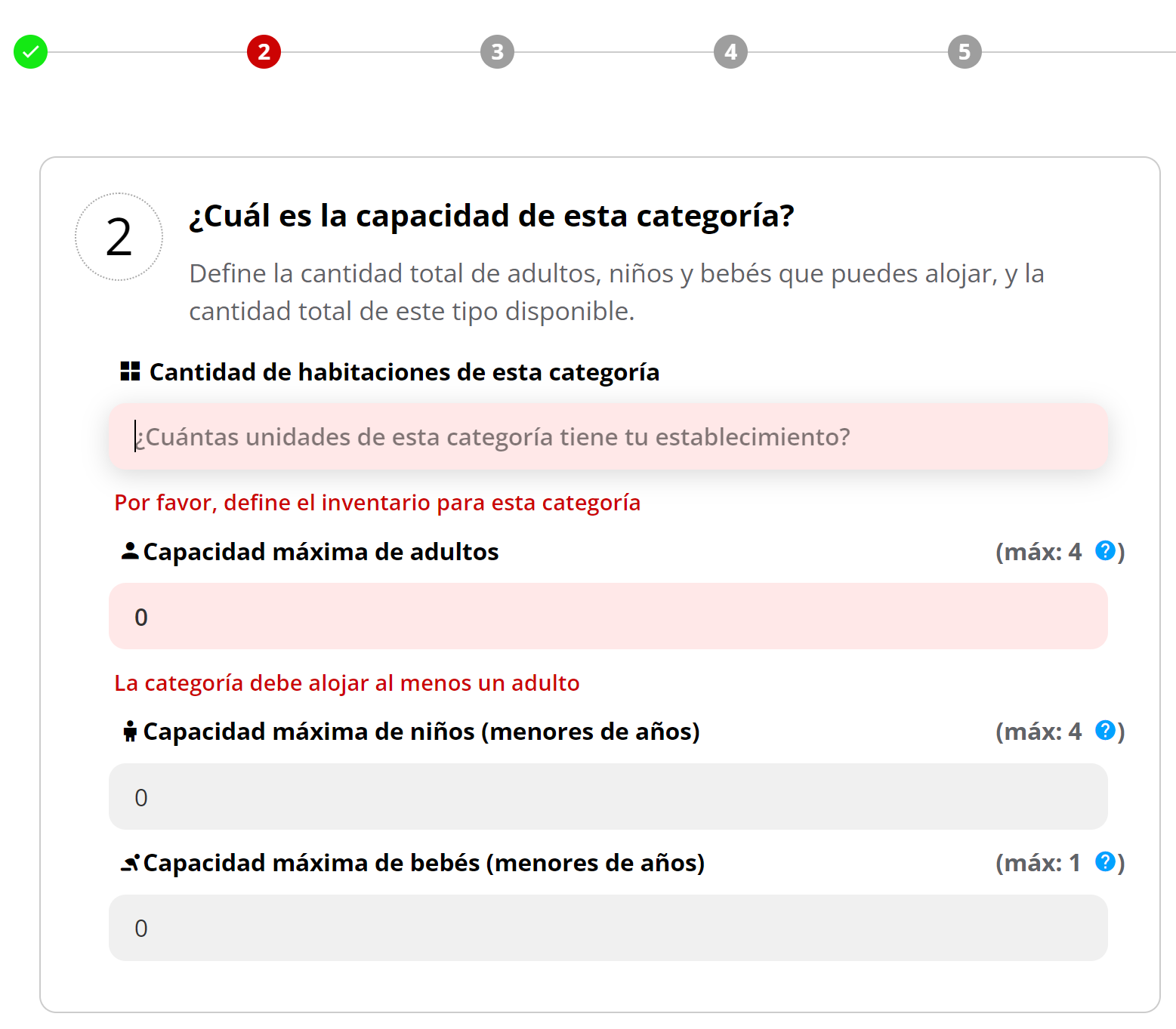 Paso 2: Capacidad de ocupantes