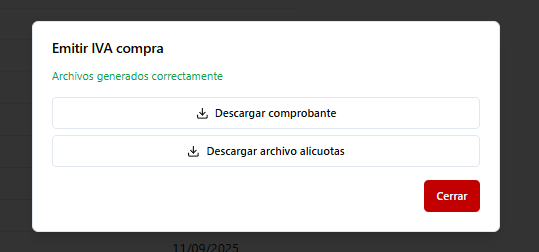 Archivos de IVA Compras disponibles para descargar