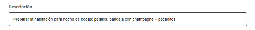 Campo Descripción de la tarea