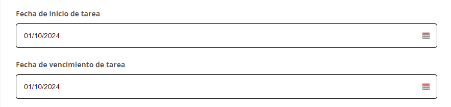 Campos de Fechas de la tarea