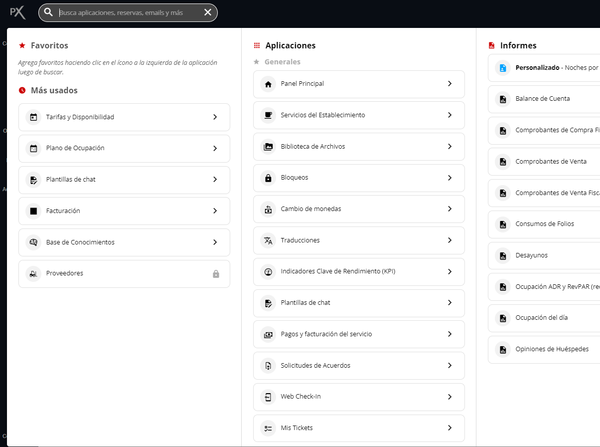 Buscador del Panel de Inicio