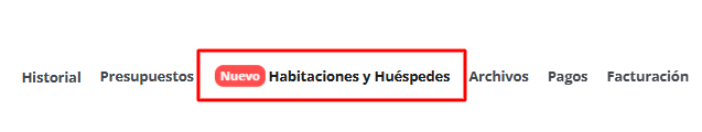 Pestaña Habitaciones y Huéspedes