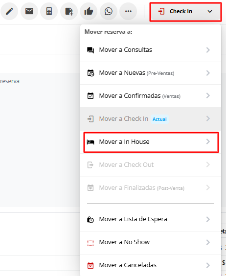 Mover reserva a instancia In House.