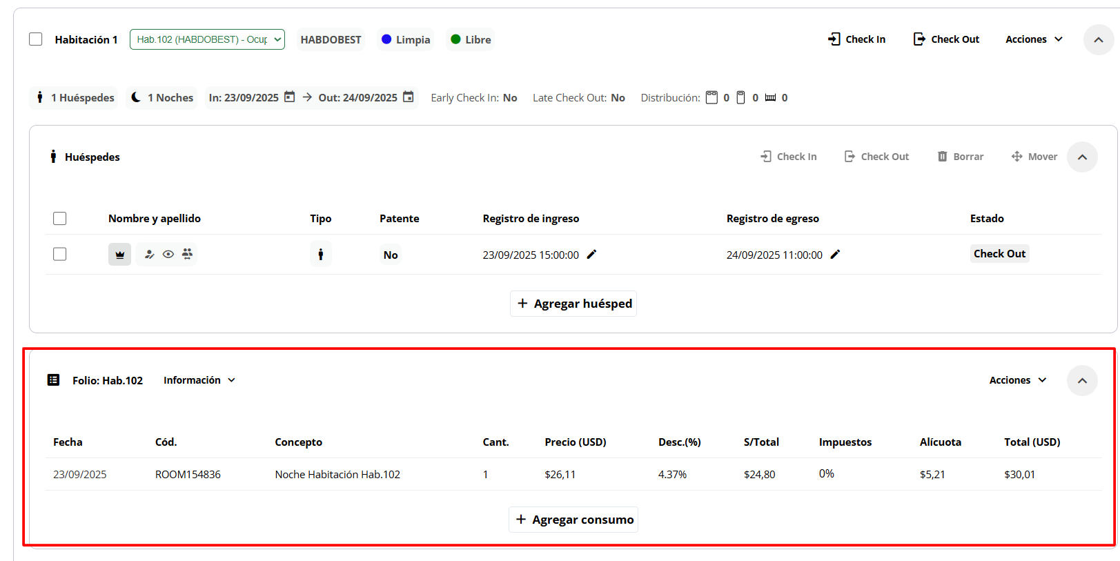 Detalle del folio para imprimir