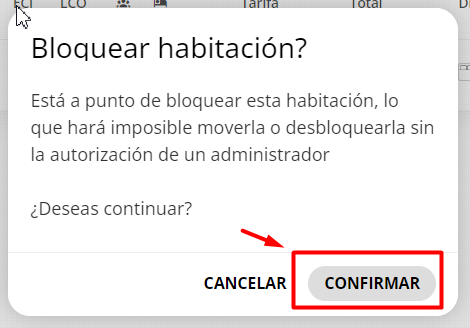 Botón de confirmación para aplicar el bloqueo.