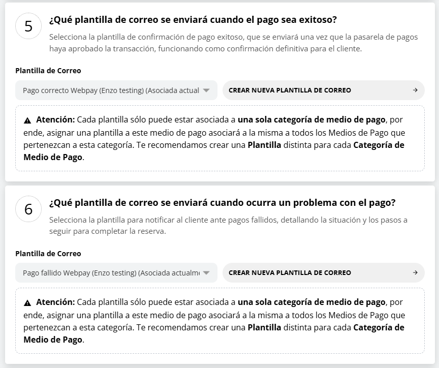 Opciones de plantillas de correo
