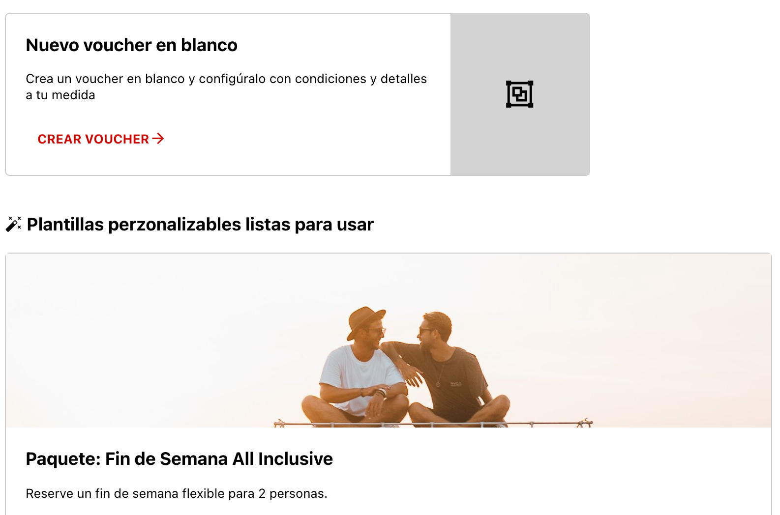 Inicio del asistente de creación de Voucher