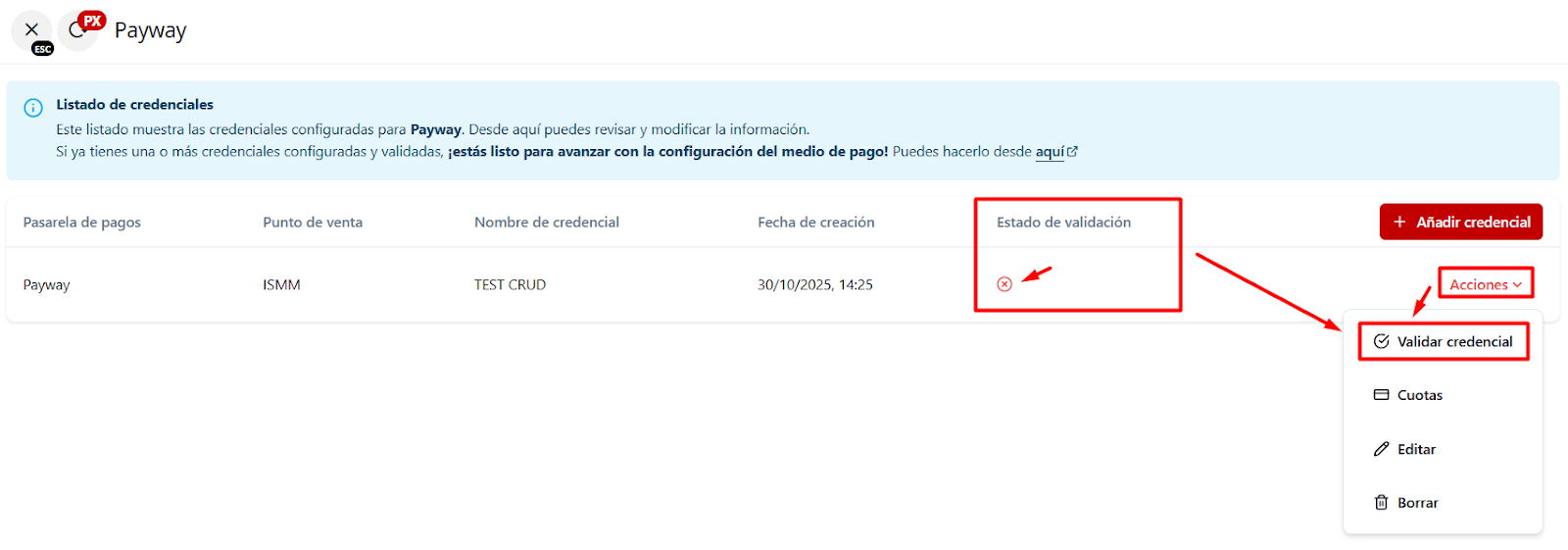 Validación de credencial