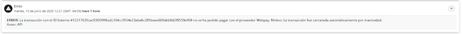 Historial de reserva mostrando evento de pago rechazado y correos enviados.