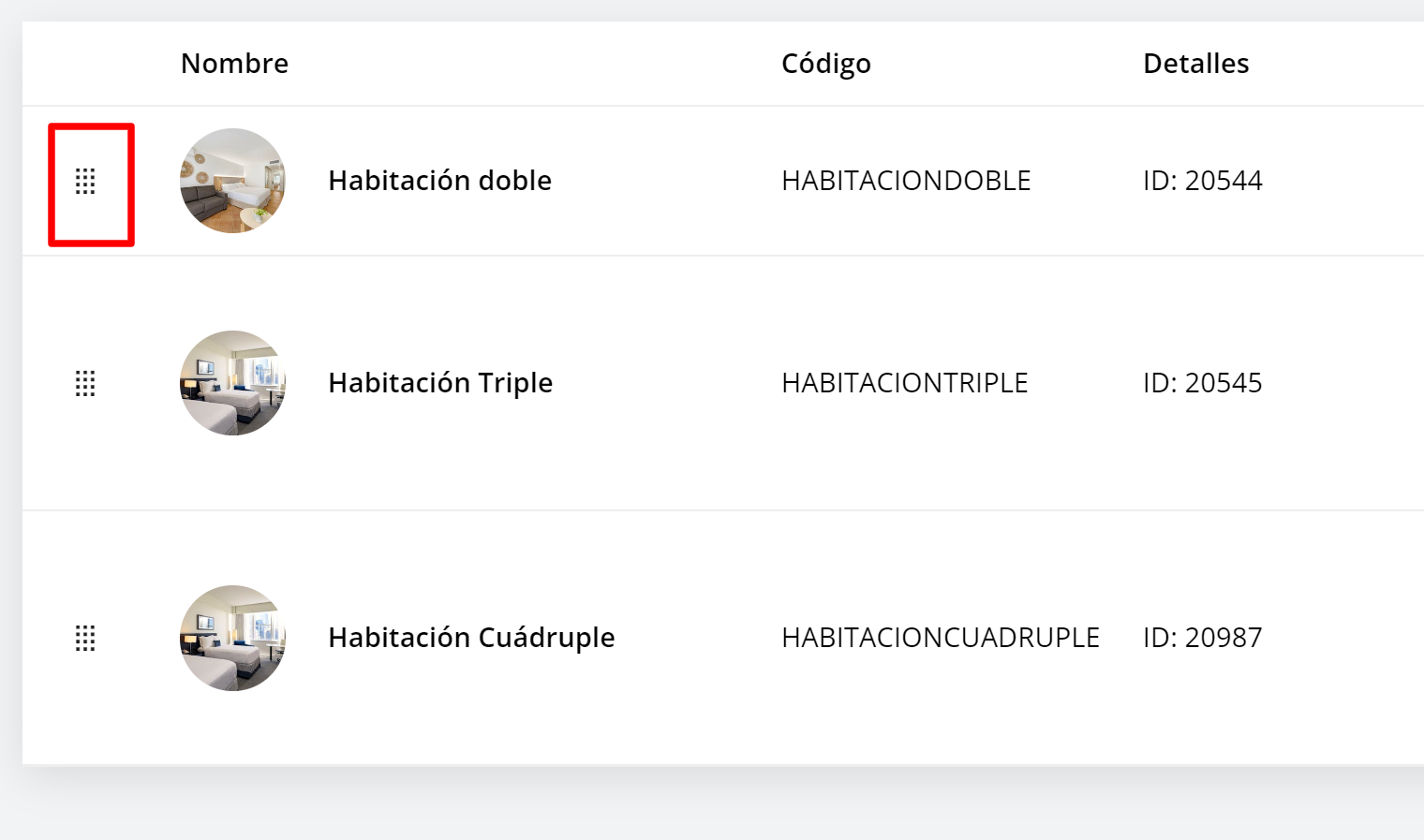 Ordenar categorías por arrastre
